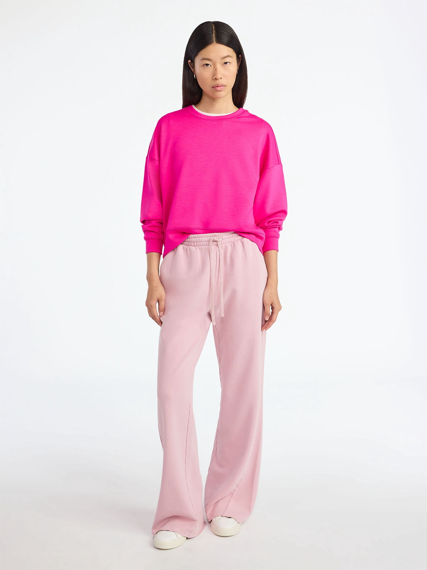 Scoop Women's and Women's Plus Scubaknit Cropped Sweatshirt with Drop Sleeves, Sizes XS-4X