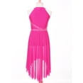 thumbnail image 3 of zdhoor Girls Rhinestone Lyrical Dance Dress Irregular Hem Ballet Modern Contemporary Ruched Leotard Dress Hot Pink 14, 3 of 7