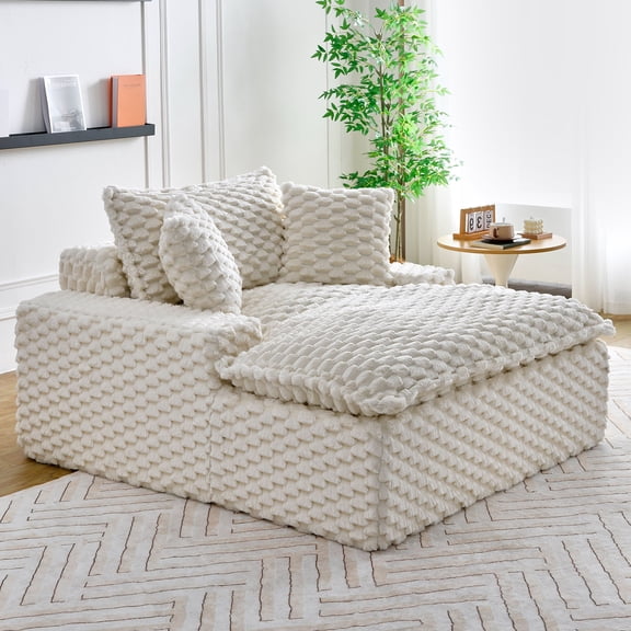 CQSXDA 51 Inch Comfort Bearing Sofa With Two Pillows And One Backrest Perfect For Bedrooms And Living Rooms Use, White