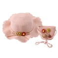 thumbnail image 2 of Sombrero de 52-54cm de circunferencia, sombrero para el sol para niños, protector solar, sombrero de paja de ala ancha, conjunto de sombrero y bolsa de paja para vacaciones de verano para niños, 2 of 6