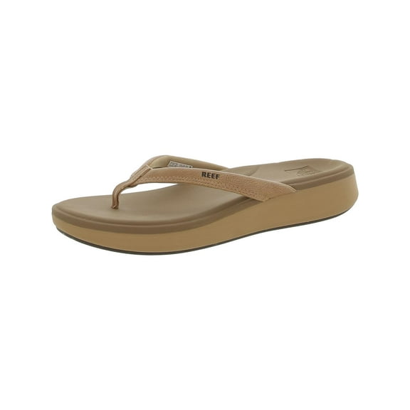 Reef Womens Cushion Cloud Faux Leather Thong Slide Sandals