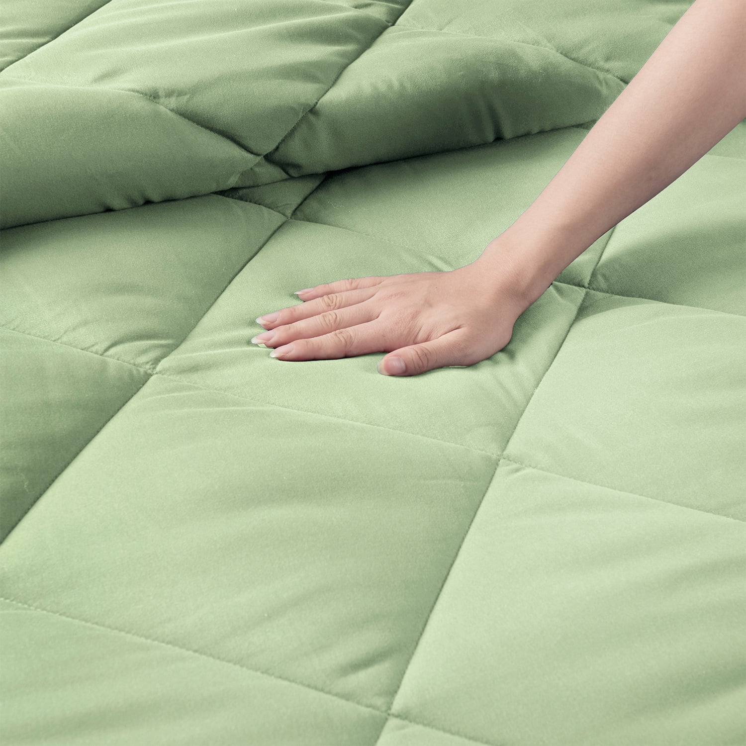 EvJk 3-Piece Twin Comforter Set – Sage/ Beige Reversible All Season Bedding