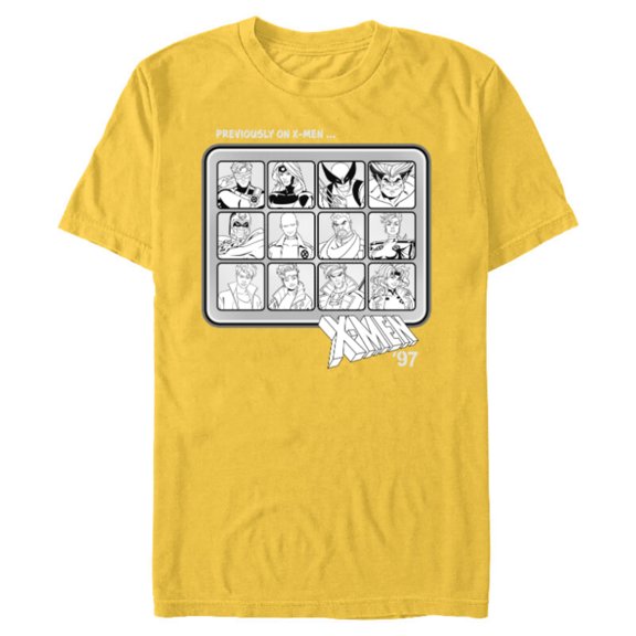 Marvel Studios X-Men ’97 Team Previously on X-Men Monochrome - Short Sleeve Blended T-Shirt for Adults - Customized-Yellow