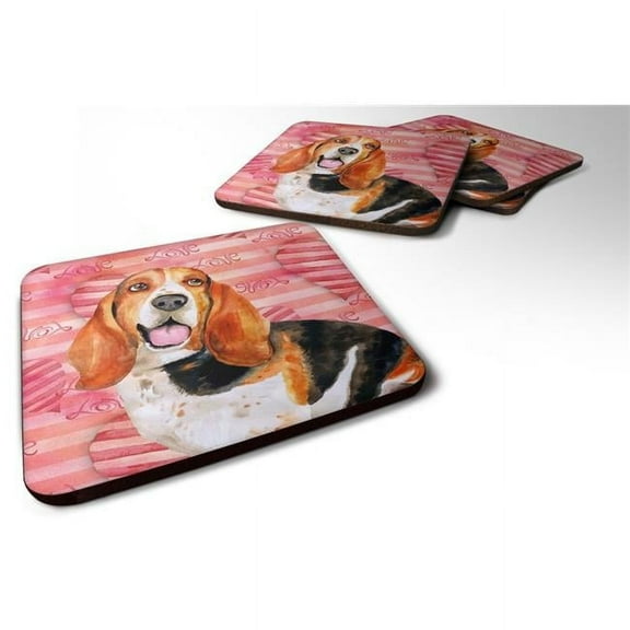 Basset Hound Love Foam Coaster - Set of 4