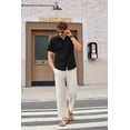 thumbnail image 3 of COOFANDY Men Short Sleeve Button Down Big and Tall Summer Beach Shirt Untucked Textured Wedding Trendy Lightweight Shirt, 3 of 7