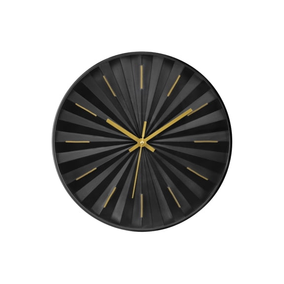 Clocks - 12" Round - Wall Clock - Black Face - Black Plastic Frame - Modern