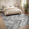 thumbnail image 3 of ODIKA 8'x10' Monochrome Geometric Maze Washable Area Rug Dynamic Angular Patterns for for King Size Bedroom Under Bed, Master Suite, Non-Shedding, Easy Care, 3 of 7