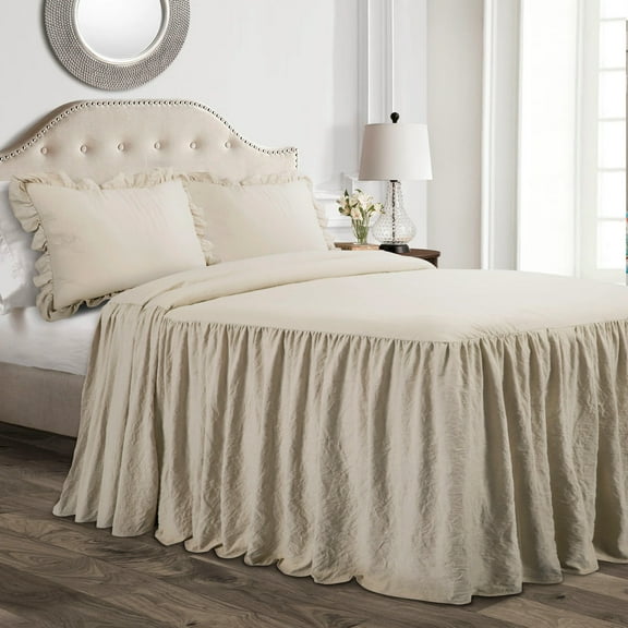 Lush Decor Ruffle Skirt Bedspread Neutral 3Pc Set Cal King