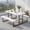 White, variant on Demi Bonn Outdoor Picnic Table and Bench Set for 2-4 People, Rectangular HDPE Dining Table with Metal Frame, Gray