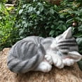thumbnail image 1 of Estatuas de gatos CUTICAT Decoración de jardín Escultura de gato durmiente Gris, 1 of 7