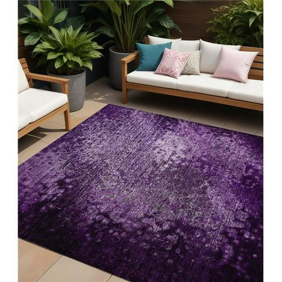 HomeRoots 563517 8 x 10 ft. Purple Washable Non Skid Indoor Outdoor Rectangle Machine Woven Area Rug
