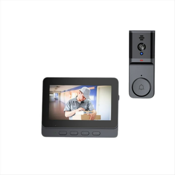 Timbre Inalámbrico Inteligente de 4,3" con Cámara, Videoportero Inalámbrico Bluetooth 2,4 G con Intercomunicador Bidireccional.