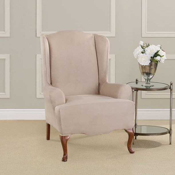 Ultimate Heavyweight Stretch Faux Suede Wing Chair Slipcover Walmart