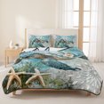 thumbnail image 3 of Twin XL Quilt Set 68''x98'', Sea Turtle Coastal Lightweight Summer Bedspread Coverlet Set with 2 Pillow Shams, Summer Beach Teal Coral Starfish Breathable All Season Quilt Bedding for Dorm/Guest Room, 3 of 9