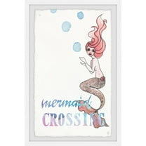 Marmont Hill Mermaid Crossing Bubbles Framed Wall Art, 12.00" x 1.50"