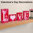 thumbnail image 2 of 4 Pack Love Blocks Gift Valentine's Day Decorations - Wooden Sign Heart Shape Design Romantic Sign L O V E Words Valentine's Day Decor for Home, 2 of 7
