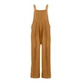 thumbnail image 5 of Wide Leg Overalls for Womens Casual Cotton Linen Baggy Loose Maternity Summer Beach Jumpsuits Romper Yellow L, 5 of 5