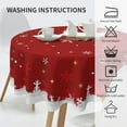 thumbnail image 4 of Christmas Tablecloth Round 60 Inch Red White Snowflake Stars Table Cloth Xmas Table Covers for Picnic Party Patio Holiday Home Kitchen Outdoor Decor, 4 of 6