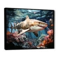 thumbnail image 2 of Designart "Sharks Of The Abyss Portrait I" Coastal Coral Under Water Floater Framed Wall Art Living Room, 2 of 5