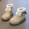 thumbnail image 2 of Quealent Girls & Toddler' Faux Furry Shearling Style Boots, Girls Warm Winter Flat Non-Slip Zip Snow Boots for Indoor Khaki for Size 12.5, 2 of 7