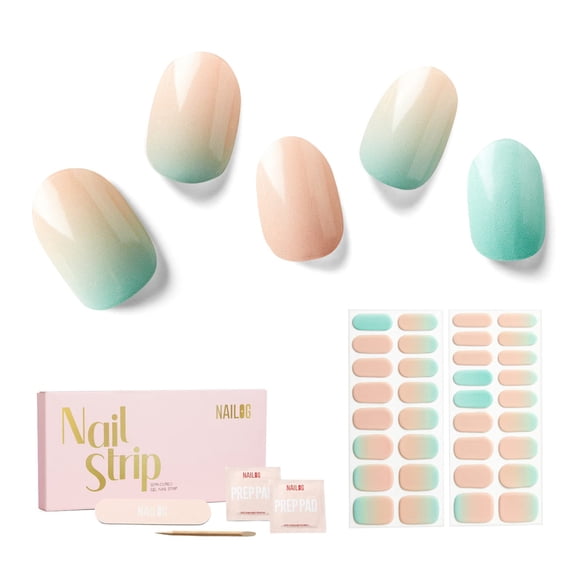 Nailog Tiras de Uñas de Gel Semi Curadas 34 piezas | Envolturas adhesivas para esmalte de uñas de larga duración con acabado de gel brillante | Nuevo amanecer
