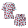 thumbnail image 4 of Kdxio Strawberries Print Pajamas Sets for Women Short-Sleeved Pjs with Lounge Shorts Two Piece Sleepwear S-4XL, 4 of 9
