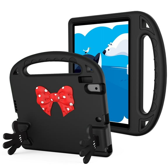 Case For Apple New iPad 9.7 inch Hybrid Shockproof Bow Hands Kickstand Antislip Rubber TPU Kid-Friendly Bumper Tablet Tablet Cover [ Black ]