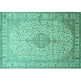 thumbnail image 1 of Ahgly Company Machine Washable Indoor Rectangle Medallion Turquoise Blue Traditional Area Rugs, 5' x 7', 1 of 4