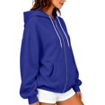 thumbnail image 5 of Zip up Hoodies for Women Fall Winter Long Sleeve Drawstring Hooded Sweatshirts Loose Fit Casual Jackets with Pocket L, 5 of 5