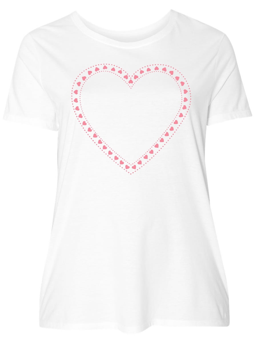 INKtastic - Valentine's Day Pink Love Heart Women's Plus Size T-Shirt ...