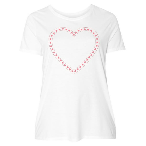 INKtastic - Valentine's Day Pink Love Heart Women's Plus Size T-Shirt ...