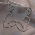 thumbnail image 2 of SEWCHICS Heart Shaped Dangling Earrings Silver 1 Pair 2.8x0.6in, 2 of 8
