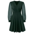 thumbnail image 1 of Vestido de mujer con cuello en V y manga larga, vestido de jacquard liso, 1 of 8