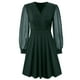 thumbnail image 1 of Vestido de mujer con cuello en V y manga larga, vestido de jacquard liso, 1 of 8
