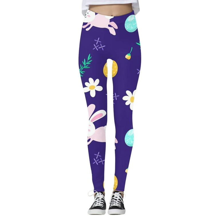 UoCefik Easter Leggings for Women Print Easter Rabbit Bunny Eggs High  Waisted Yoga Pant Soft Workout Tummy Control Tights Cute Leggings Purple S  