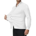 thumbnail image 4 of Youclos Men's Long Sleeve Stretch Dress Shirts Band Collar Button Down Shirt Muscle Fit, 4 of 6