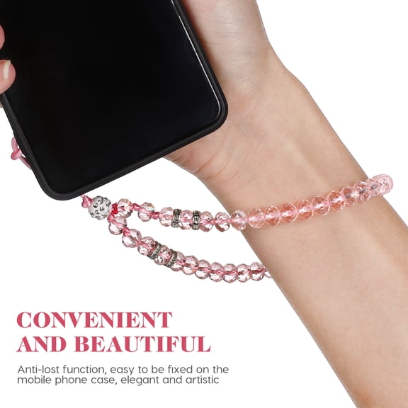 PTOOTP 2Pcs Artificial Crystal Lanyard for Phone Case String Wrist Holder in Pink and White