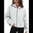 thumbnail image 3 of Sudaderas con Capucha y Cremallera para Mujer, Chaquetas de Forro , Sudaderas de Gran Tamaño, Conjuntos de Moda de Otoño, Suéteres, Ropa de Invierno. Gris L, 3 of 8