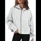 thumbnail image 3 of Sudaderas con Capucha y Cremallera para Mujer, Chaquetas de Forro , Sudaderas de Gran Tamaño, Conjuntos de Moda de Otoño, Suéteres, Ropa de Invierno. Gris L, 3 of 8