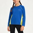 thumbnail image 3 of Girls Quick Dry Sun Sports Shirts Letter Print Raglan Long Sleeve Crew Neck Athletic Tops Fall Workout T-Shirts, 3 of 8