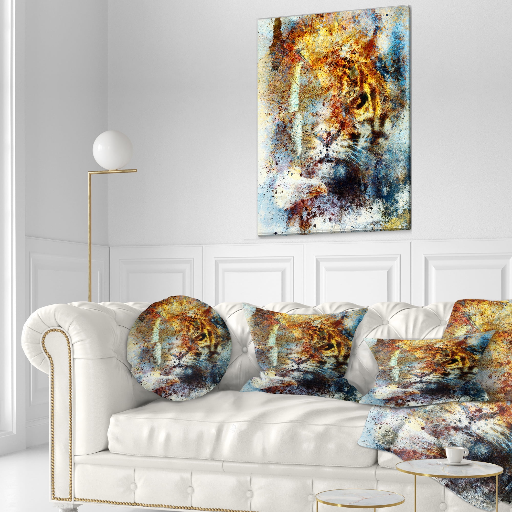 Designart Gentle Tiger Portrait - Animal Throw Pillow - 12x20