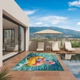 thumbnail image 3 of Funny Flamingo Swimming Ring Outdoor Rug for Patio/Deck/Porch, Non-Slip Large Area Rug 5 x 7 Ft, Abstract Art Ocean Indoor Outdoor Rugs Washable Area Rugs, Reversible Camping Rug Carpet Runner, 3 of 8