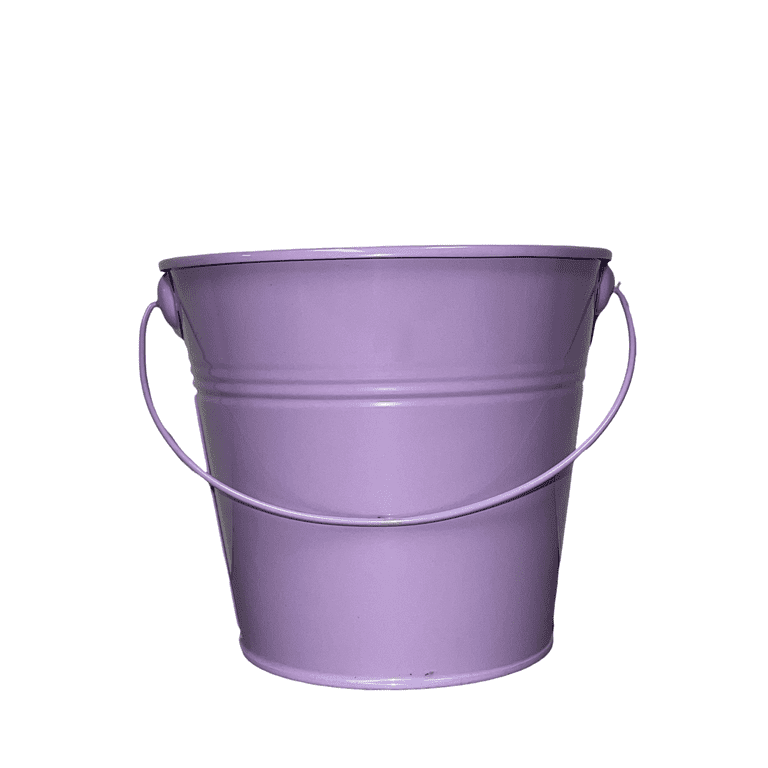 Charmed Colored Mini Metal Buckets - 3-Pack Colorful Tin Pails with Handles, Small-Sized for The Beach, Party Favors, Easter, Candy, or Garden; 5.25 inchx3.75