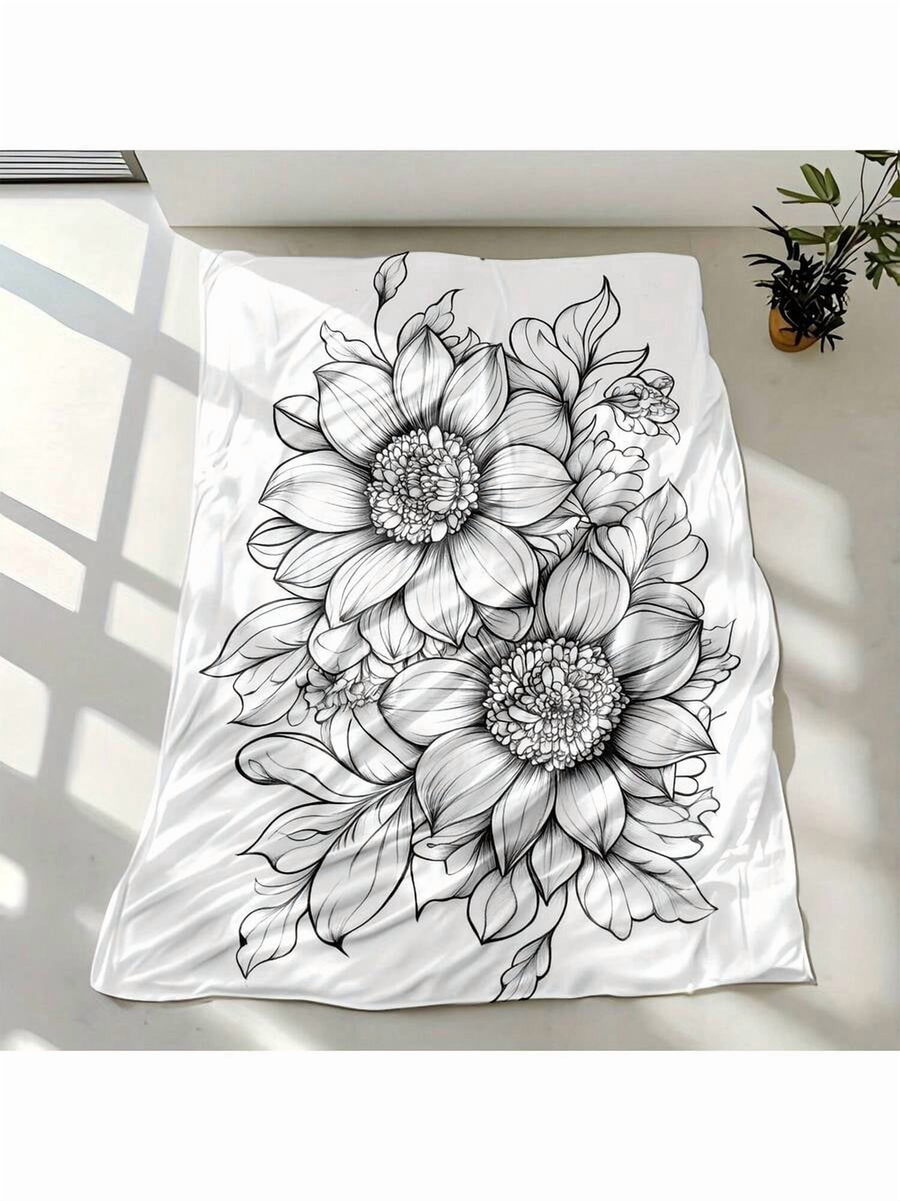 Elegant Mandala Coloring Page Blanket Soft Flannel Bedspread With Intricate Mandala Patterns, AllSeason Cozy Bed Sofa Travel Throw, Adult Coloring Book Gift For & Men, Available In Multiple Sizes
