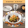 thumbnail image 3 of 13 Inch Round Placemats Set of 6, Fall Scarecrows Non Slip Heat Insulation PP Table Mats, Thanksgiving Truck Pumpkin Maple Leaf Washable Place Mats for Kitchen Dining Party Table Decor, 3 of 7