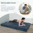 thumbnail image 4 of MAXYOYO 6 inch Folding Corduroy Mattress, Tri Fold Floor Mattress thick with Washable Cover,Foldable in Three,Space-Saving for Guest (Blue, Twin), 4 of 7
