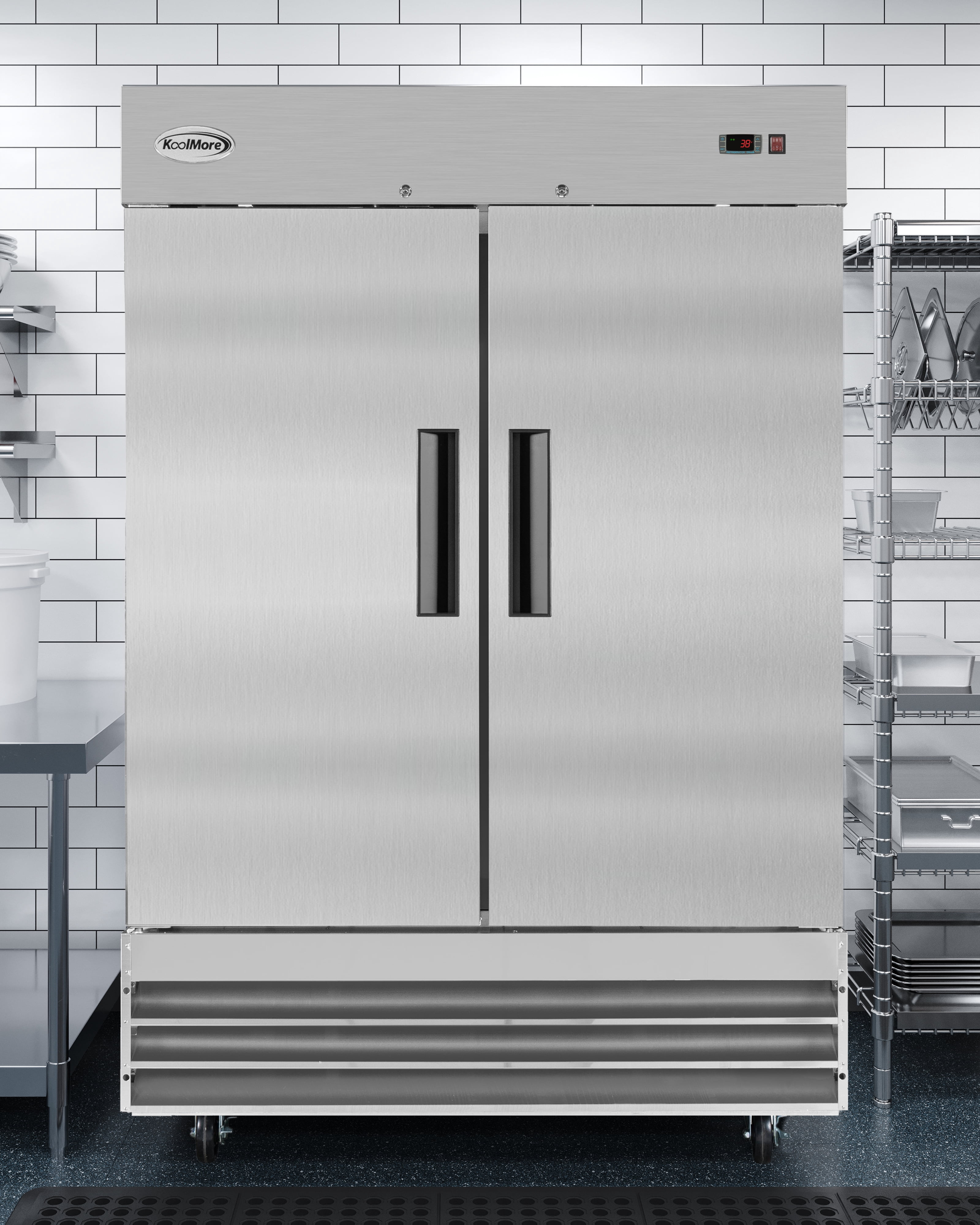 KoolMore 54 in Two Door Stainless Steel Commercial Reach-in Refrigerator Cooler - 47 Cu. ft. RIR-2D-SS