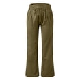 thumbnail image 7 of Lumtrix Flowy Linen Pants for Women Wide Leg Low Rise Trousers with Elastic Waist Casual Pants with Pockets for Beach Travel Army Green XL, 7 of 7