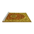 thumbnail image 2 of Ahgly Company Machine Washable Indoor Round Medallion Yellow Traditional Area Rugs, 3' Round, 2 of 4