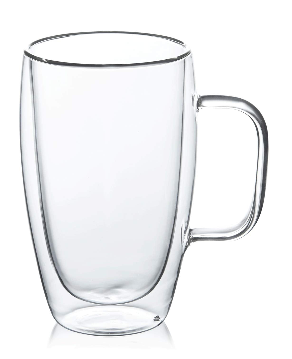 Aquach Glass Mugs 20 oz Set of 2, Extra Large Clear Glass Cup with Handle  for Hot/Cold Coffee Tea Beverage, Drinking Glasses